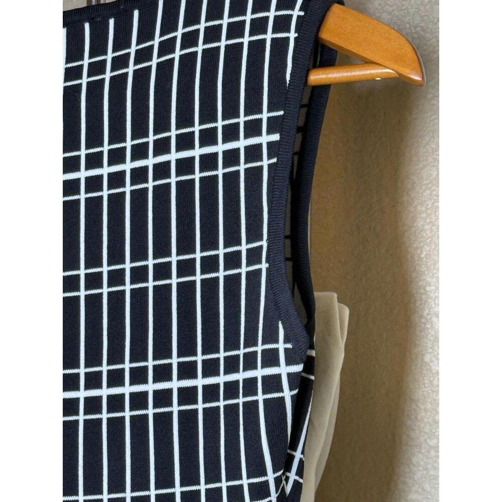 Zara‎ Women Black White Plaid Size S Fit & Flare Dress Empire Waist Stretch Knit - Picture 7 of 7